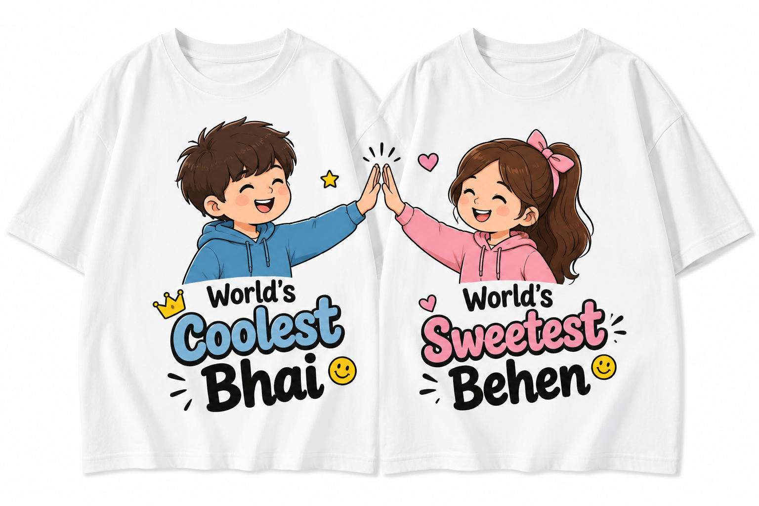 Raksha Bandhan Brother Sister T-Shirt Combo | Matching Sibling Tees | Premium Cotton