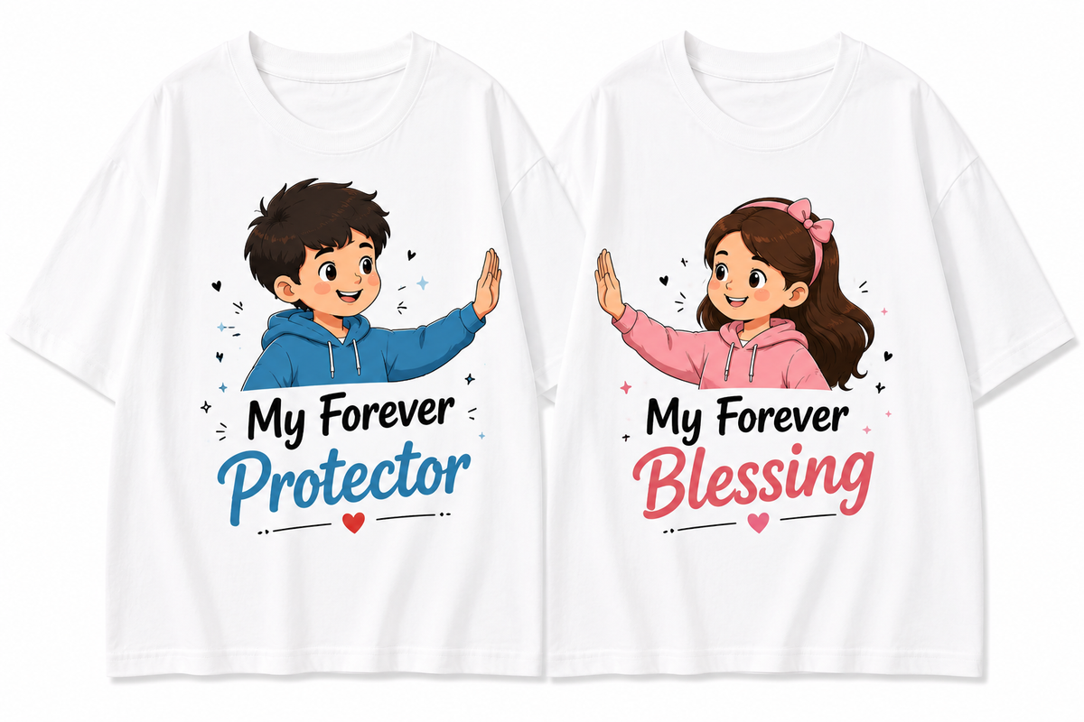 Raksha Bandhan Brother Sister T-Shirt Combo | Matching Sibling Tees | Premium Cotton